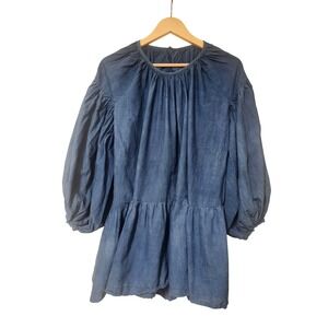 Future Primitive Blue Drop Waist Mini Dress Balloon‎ Sleeve Womens